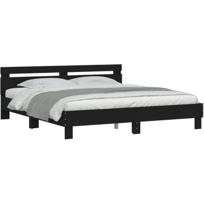 Image of vidaXL Bed Frame with LED without Mattress Black 160x200 cm