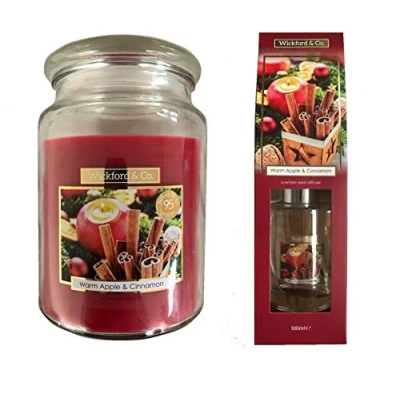 Image of Wickford Scented Reed Diffuser &amp; Candle Room Fragrance Set Apple Cinnamon