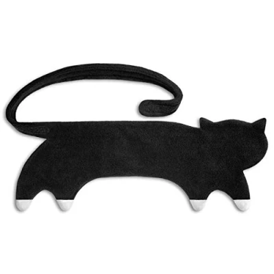 Image of Leschi Wheat Bag microwavable, unscented/Heat Pack for Lower Back and Stomach/Animal: Cat Coco, Black