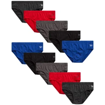 Image of Reebok Men&#039;s Briefs 10 Pack Classic Soft Stretch Low Rise with Contour Pouch Underwear for Men (Sizes: S XL), Charcoal/Crimson/Sharkskin/Black/Evening Blue, XL
