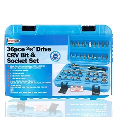 Image of Streetwize [Set of 36 pcs] Chrome Vanadium Drive Socket Set 3/8&#039;&#039;