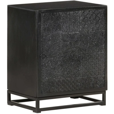 Image of vidaXL Bedside Cabinet Black 40x30x50 cm Solid Acacia and Mango Wood