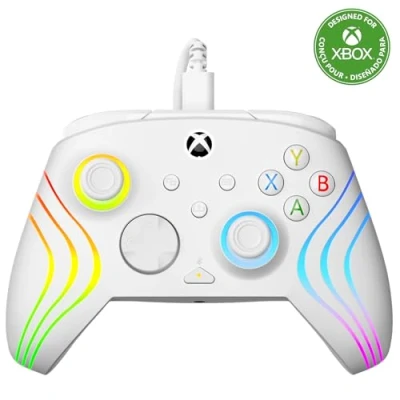 Image of Turtle Beach Afterglow Wave Controller White Wired RGB Gaming Licensed for Xbox Series X or S, One and Windows Mappable Buttons, Hall Effect Hair Triggers, Audio Controls