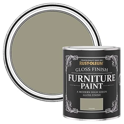 Image of Rust Oleum Green Furniture Paint in Gloss Finish Grounded 750ml