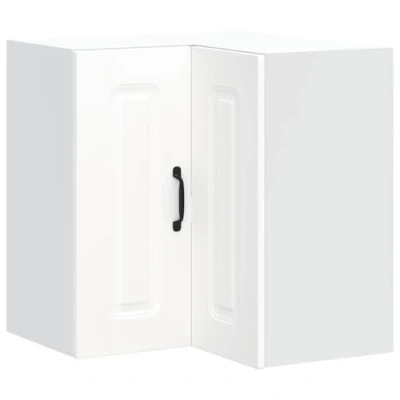 Image of vidaXL kalmar kitchen corner wall cabinet white engineered wood, 57x57x60cm, ample storage, modern design, assembly required