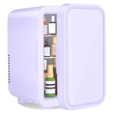 Image of YASHE Mini Fridge, 6 Liter/8 Can 220 240V AC/DC Portable Thermoelectric Cooler Refrigerators for Bedroom, Skincare, Beverage, Office, Dorm Room and Car, Pink