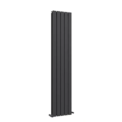 Image of VeeBath Metz Slimline Low Carbon Mild Steel Matt Anthracite Vertical Double Panel Bathroom Heating Radiator 1800 x 375mm