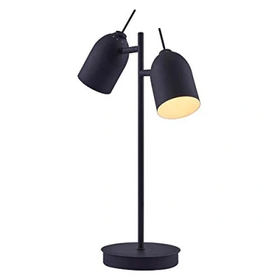 Image of Teamson Home Adjustable Standing Desk Lamp with Double Spotlight, Table Lamp, Light, Tabletop, Black Finish for Living Room or Office