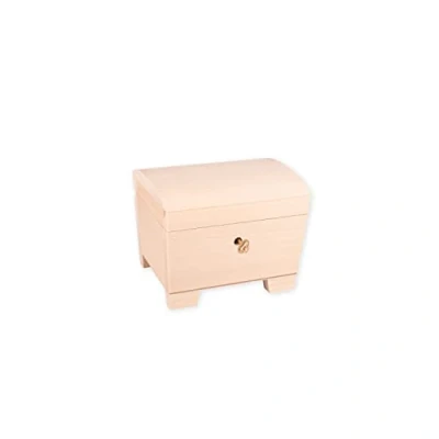 Image of DECOCRAFT Unfinished Wood Box For Storage, Decoration, Organisation, Lockable Large Natural Wooden Craftsmanship, Rustic Home Decor, Keepsake, Chest 14.5 x 11.5 11 cm.