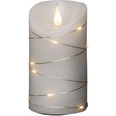 Image of Konstsmide Battery Candles 3D Living Light Operated Flickering Moving Flame Candle Real Wax 4 or 8 Hour Timer Function 21.5 x 10 cm Warm White