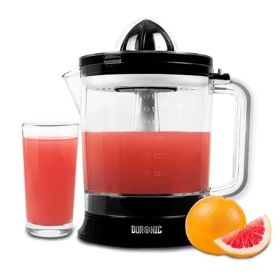 Image of Duronic Electric Juicer Machine JE416 Citrus Squeezer, Fresh Hand Pressed Orange Juice Maker, Healthy Fruit Extractor Machines for Cold Press Oranges Lemon Lime Grapefruit with 2 Cones &amp; Pulp Filter