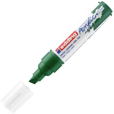 Image of edding 5000 acrylic marker broad green 1 waterproof paint chisel nib 5 10 mm pen for drawing on canvas, art paper and wood markers pebbles