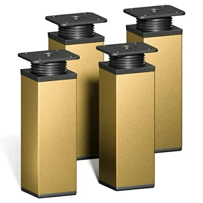 Image of sossai® Design Furniture feet MFV1 Height Adjustable Set of 4 Square Profile: 40 x mm Color: Gold Height: 120mm (+ 20mm) Material: Aluminum Wood Screws Included