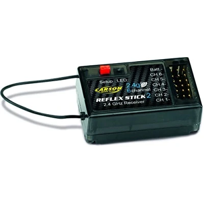 Image of Carson 500501537 Modellsport Reflex Stick 2 6 Channel Receiver 2.4GHz Plug in System Graupner/JR, Black