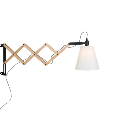Image of Dion Dome Wall Light Black Matt, Wood Blank, Metal, Shade Solid Fabric
