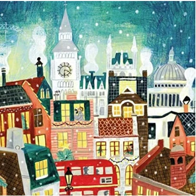 Image of Museums &amp; Galleries Pack of 8 Charity Christmas Cards &#039;London Snow&#039; Festive City Artistic Design By Caroline Bonne Muller