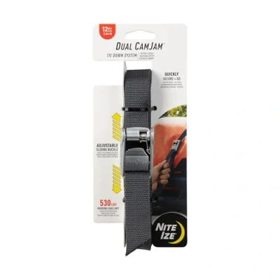 Image of Nite Ize CJD12 09 R3 Dual Cam Jam Tie Down System, Black, 12 ft