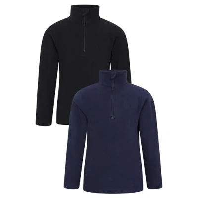 Image of Mountain Warehouse Camber II Kids Half Zip Fleece Lightweight &amp; Breathable Microfleece Sweatshirt, Boys Girls Autumn Winter, Outdoors, Travelling Hiking Dark Blue Size 7 8 Years