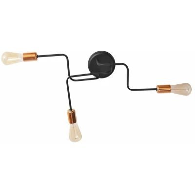 Image of Tube Multi Arm Semi Flush Ceiling Light Black, Copper 66cm