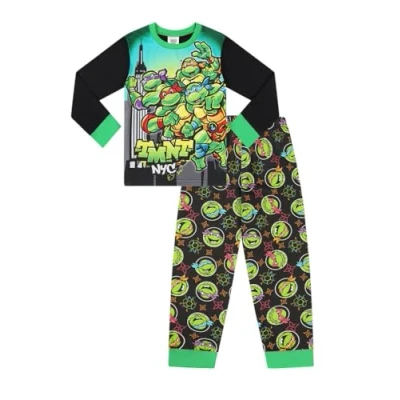 Image of Teenage Mutant Ninja Turtles Boys Girls Long Pyjama Set Kids PJ&#039;s (4 5 Years) Green