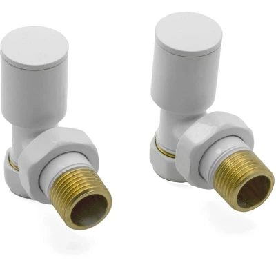 Image of Reina Portland Angled Steel Radiator &amp; Towel Rail Valve White