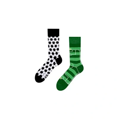 Image of Dedoles Unisex Socks for Women, Men &amp; Kids Cotton Funny Designs Football Bicycle Horses Plants Firefighter Gift Mismatched, Design: English Football, Colour: Green, Size: 3 5 M / 2 4,5 W UK