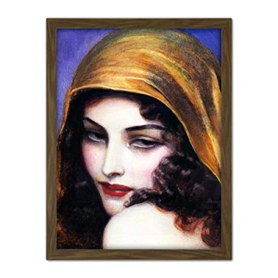 Image of Benda Portrait Woman Headscarf Painting Artwork Framed Wall Art Print 18X24 Inch