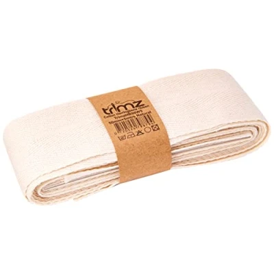 Image of Trimz 100% Cotton Herringbone Tape, Natural, 50mm x 5m