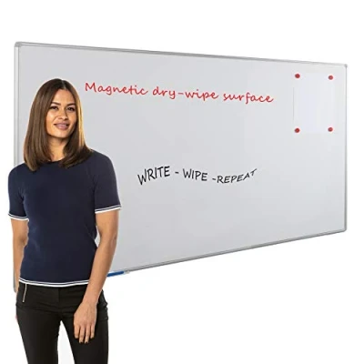 Image of Wonderwall Ultimate Vitreous Enamel Steel Drywipe Magnetic Whiteboard with Fixings and Pen Tray (120 x 150cm)