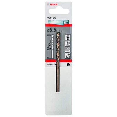 Image of Bosch Professional 2608585854 HSS Co Metal drill Bit (stainless steel, 5.5 x 57 93 mm, accessory driver) , Gold