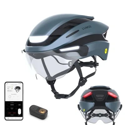Image of Lumos Ultra E Bike Smart Helmet NTA 8667 Certified Front &amp; Rear LED Lights Retractable Face Shield App Controlled EBike, Scooter, Cycling, Bicycle Adults, Men Women