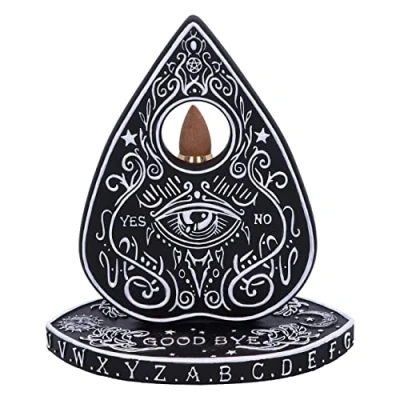 Image of Nemesis Now Spirit Board Planchette Backflow Incense Burner 15cm, Resin, Black, Holder, Black and White Design, Cast in Hand Painted, Holds Stick