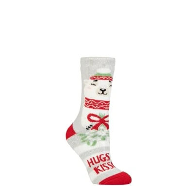 Image of Women&#039;s 1 Pair SOCKSHOP Heat Holders Lite Christmas Socks Hugs &amp; Kisses 4 8