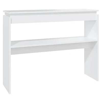Image of vidaXL Console Table, Scandinavian Style Rectangular Side Table in White Engineered Wood Ideal for Living Room, Hallway, Office Spaces Durable and Sturdy Entryway Storage &amp; Display