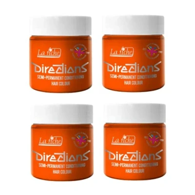 Image of 4x La Riche Directions Semi Permanent Hair Color 100ml Tub Fluorescent Orange