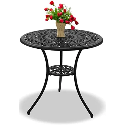 Image of Homeology POSITANO Garden &amp; Patio Black Cast Aluminium Bistro Table