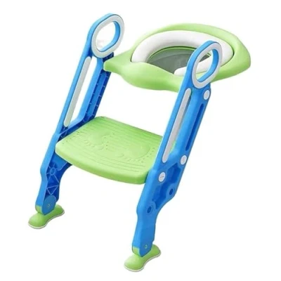 Image of Zangco Adjustable Baby Potty Training Toilet Seat with Step Stool Ladder Safe &amp; Sturdy for Kids (Green)