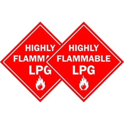 Image of LPG Caravan, Motorhome, Campervan Vehicle Van Safety Gas sign (F) Self adhesive sticker (Pack of 2) (100mm x 100mm)