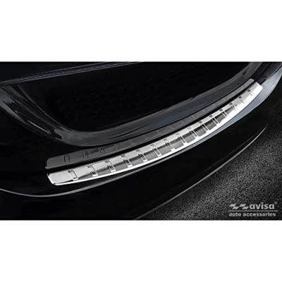 Image of Avisa Stainless Steel Rear bumper protector compatible with Mercedes C Class W205 Sedan 2014 2019 &amp; 2021 &#039;Ribs&#039;