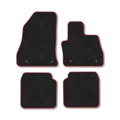 Image of Car Mats Compatible with Fiat 500L (2014 ) Tailored Fit Red Carpet Floor Set Accessory Custom 4 Pieces Anti Slip Backing &amp; Binding Trim Edge