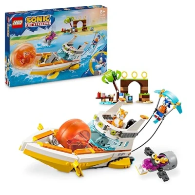 Image of LEGO Sonic the Hedgehog Tails’ Adventure Boat Collectible Interactive Toy for 8 Plus Year Old Kids, Boys &amp; Girls, Playset with Video Game Characters and Water Skis, Gamer Gift 76997