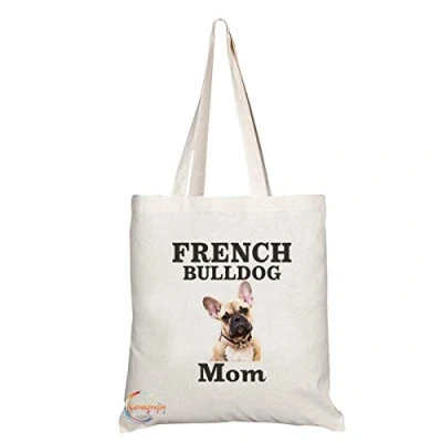 Image of Coralgraph TB578 FRENCH BULLDOG Mom Novelty Present Gift Printed Eco Friendly Stylish Long Handled Tote Shoulder Bag