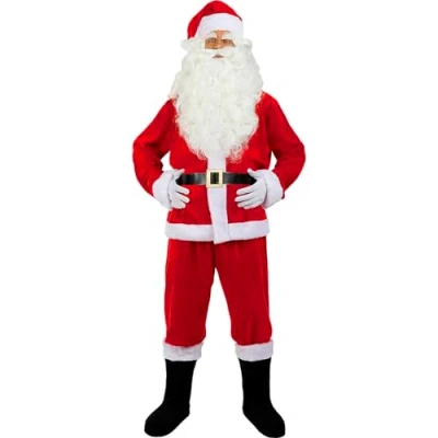 Image of Funidelia Deluxe Santa Claus Costume for man Santa, Christmas Costumes adults, accessory fancy dress &amp; props Halloween, carnival parties Size 3XL Red