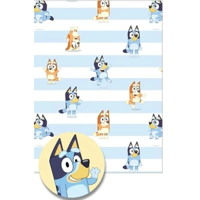 Image of Danilo Promotions Bluey 4 Pack of Wrapping Paper, 8 Sheets Tags Multi
