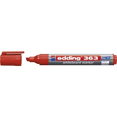 Image of edding 363 whiteboard marker red 1 pen chisel tip 5 mm dry wipe for whiteboards, flipcharts, pinboards, magnetic and memo boards sketchnotes refillable