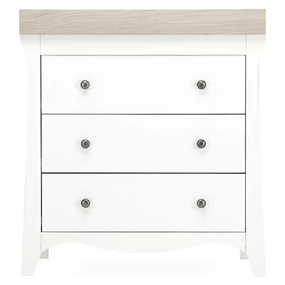 Image of Clara Baby Changing Unit with Drawers 2in1 Dresser &amp; Table 3 for Clothes Nappy Station White Ash Nursery Furniture