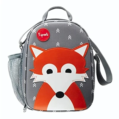 Image of 3 Sprouts Kids Lunch Bag Insulated, Durable Toddler for Girls &amp; Boys Children&#039;s Tote with Shoulder Strap School, Fox