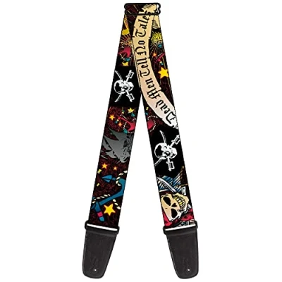 Image of Buckle Down Guitar Strap, Dead Men Tell No Tales Black, 2 Inches Wide
