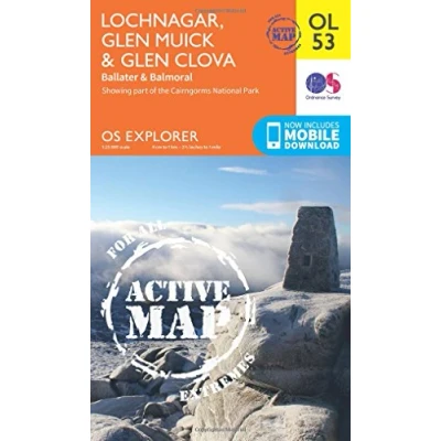 Image of Lochnagar, Glen Muick &amp; Clova Map Weatherproof Ballater Balmoral Ordnance Survey OS Explorer Active OL53 Scotland Walks Hiking Maps Adventure (OS Active)