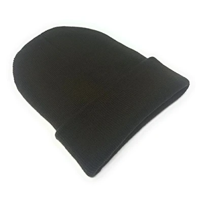 Image of Beanie Hat Mens Ladies Womens Unisex Slouch Winter Woolly Turn Up Knitted (Dark Green)